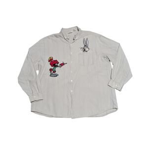 Vintage ACME Clothing Bugs Bunny Looney Tunes Button Down Shirt Long Sleeve Gray